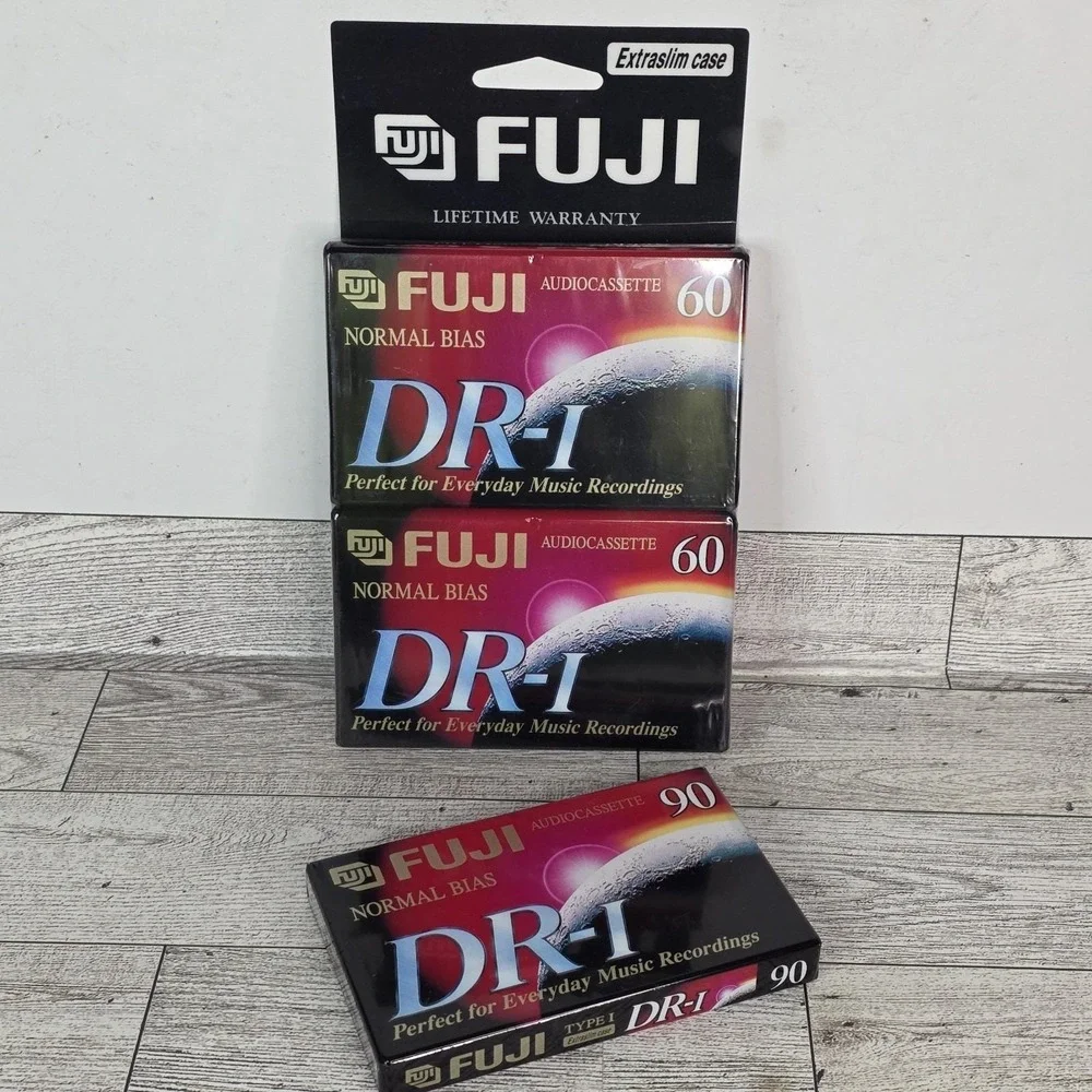 Lot Fuji DR-I 2 Pack 60 Min 1 90 Min Cassette Tape Type 1 Normal Bias Sealed NOS